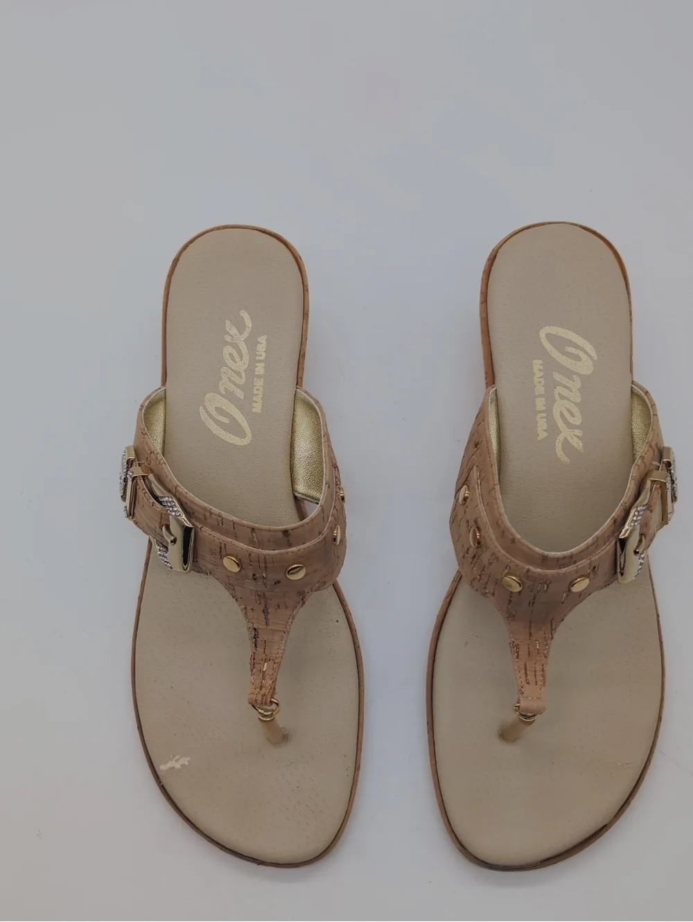 Onex Bashful Sz 8 Buckle Women’s Cork Wedge Sandals - Tan